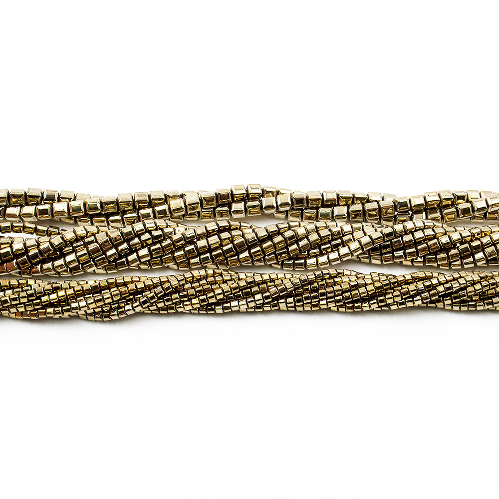 Фото товара гематит с покрытием античное золото кубик с гранями