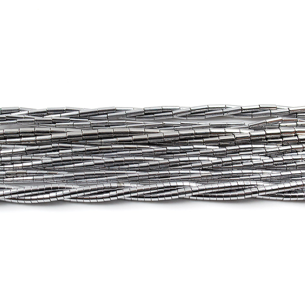 Фото товара гематит с покрытием серебро цилиндр