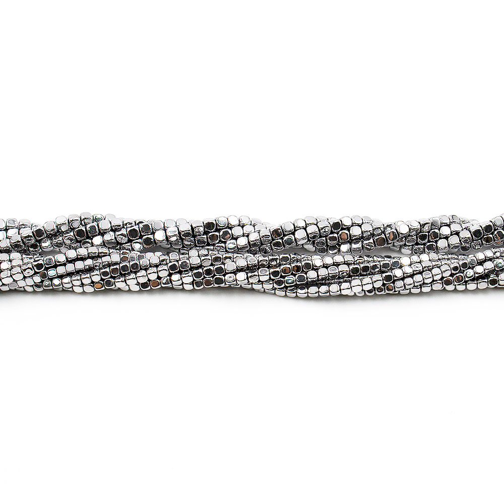 Гематит с покрытием серебро кубик закругленый