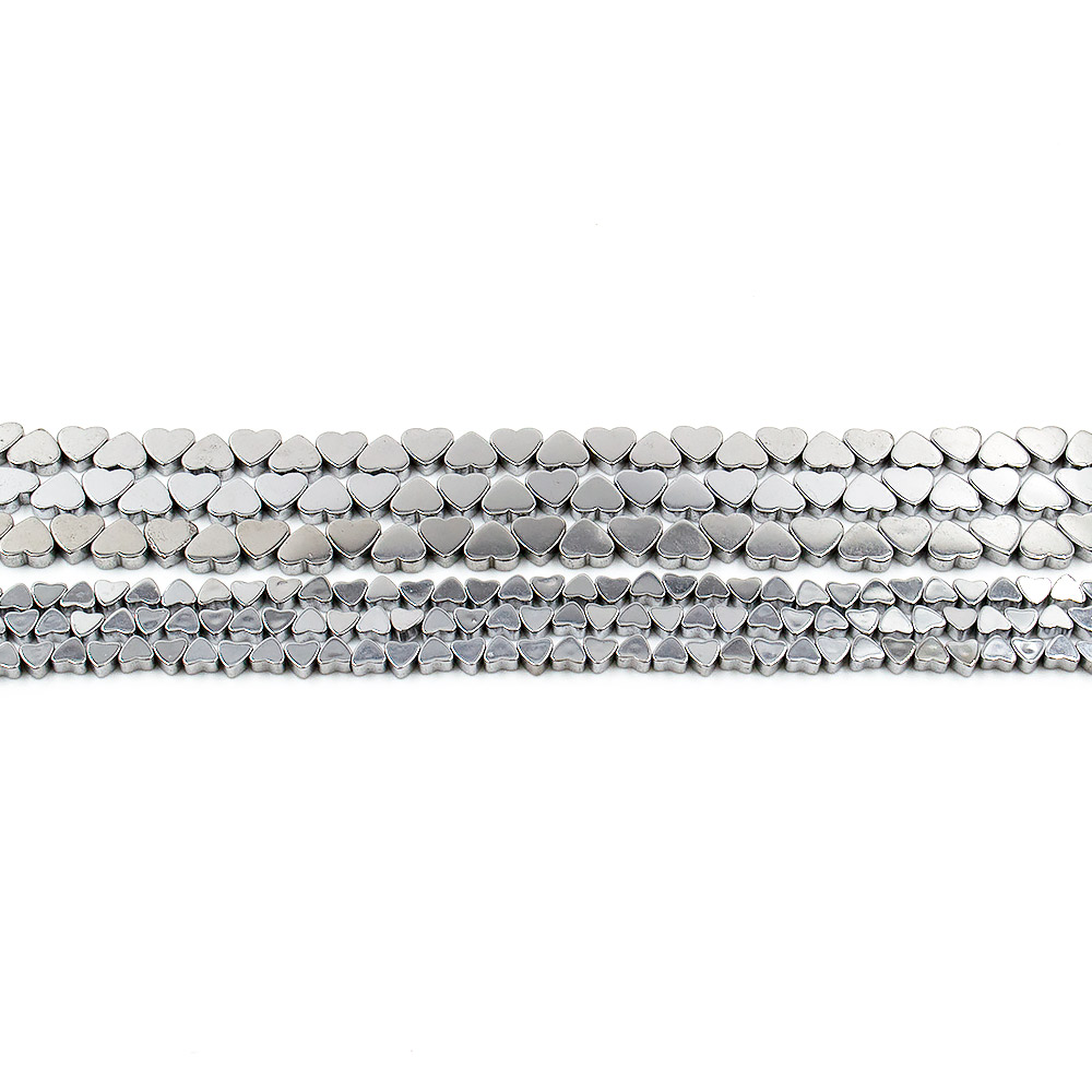 Гематит цвет серебро сердце поперечное плоское