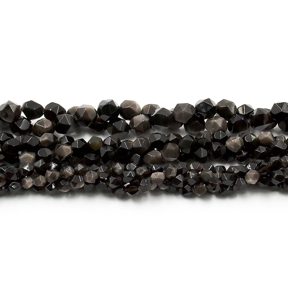 Обсидиан серебристый шар крупная грань