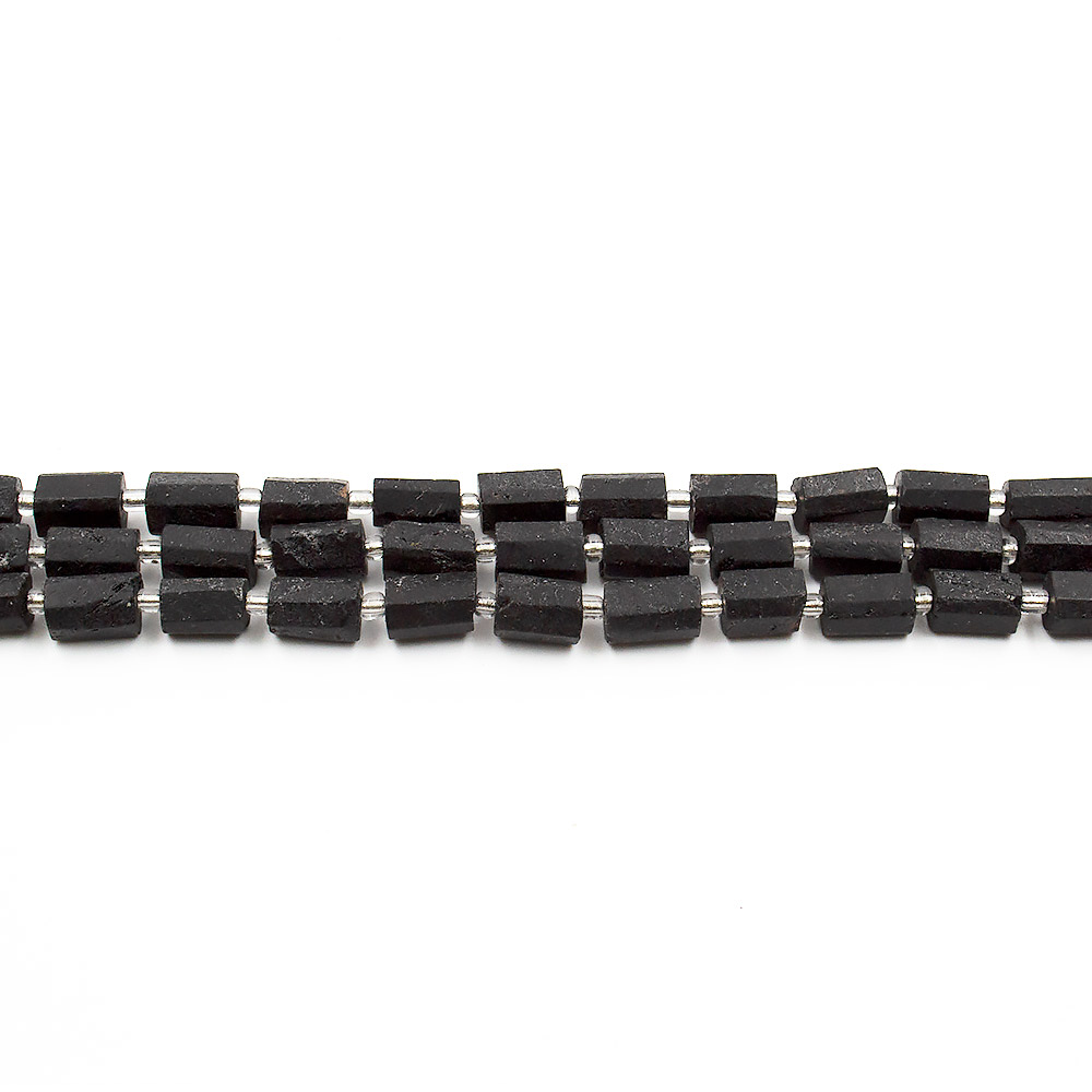 Фото товара турмалин черный матовый цилиндр с гранями 11*7 мм