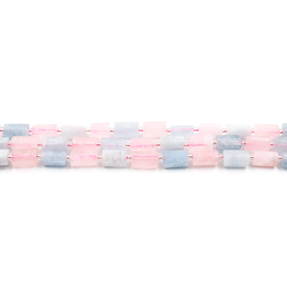 Фото товара мадагаскарский розовый кварц,аквамарин цилиндр грань 11*7 мм