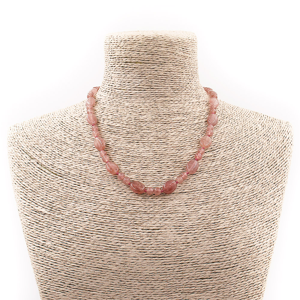 Бусы из земляничного кварца таблетка овальная 14*10 мм