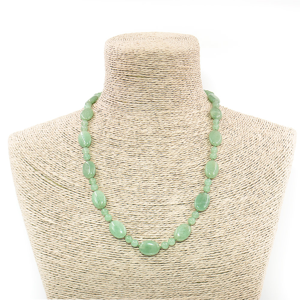 Бусы из авантюрина зеленого таблетка овальная 14*10мм