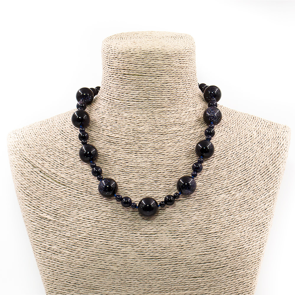 Бусы из авантюрина синтетического синего шар 18 мм