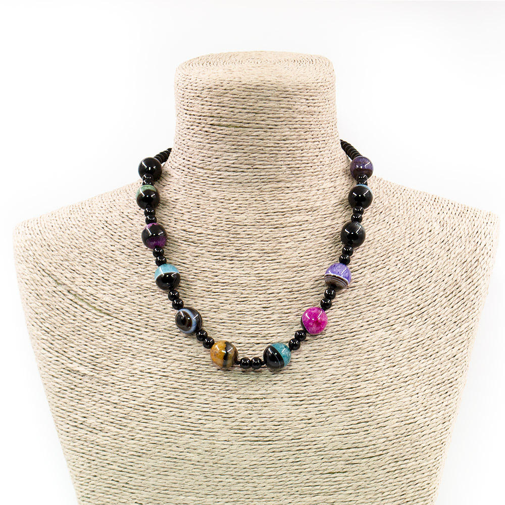 Фото товара бусы из агата коричневого с кварцем шар 16 мм