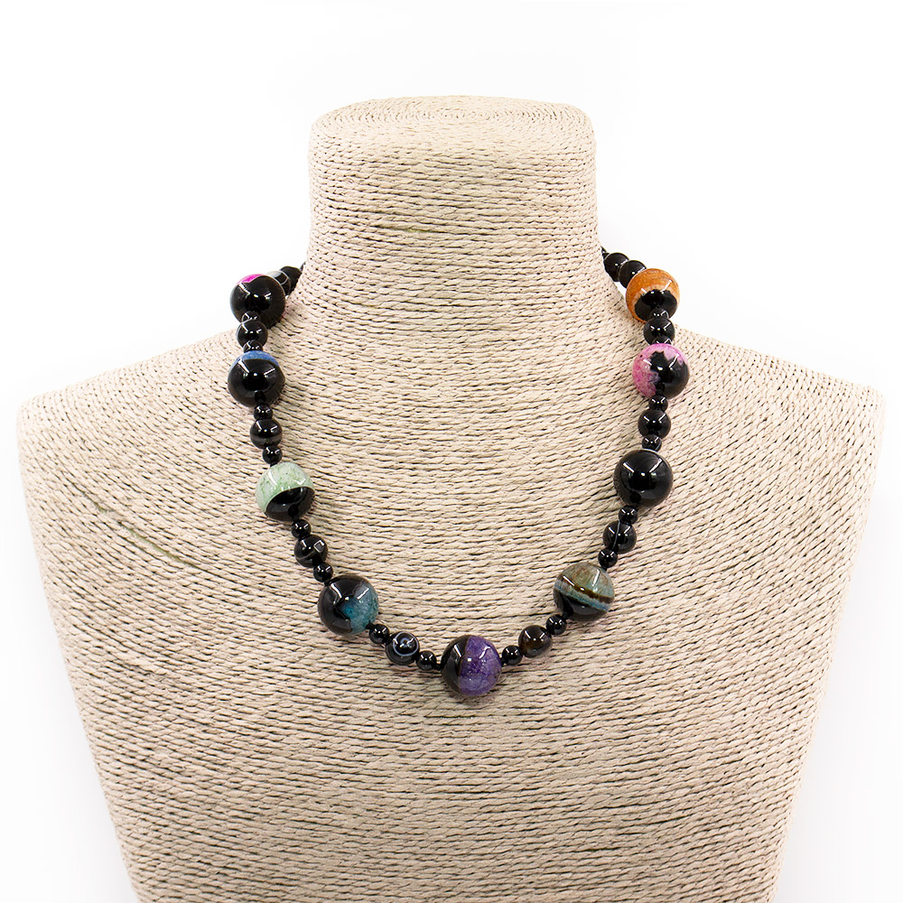 Фото товара бусы из агата с кварцем цветным шар 18 мм