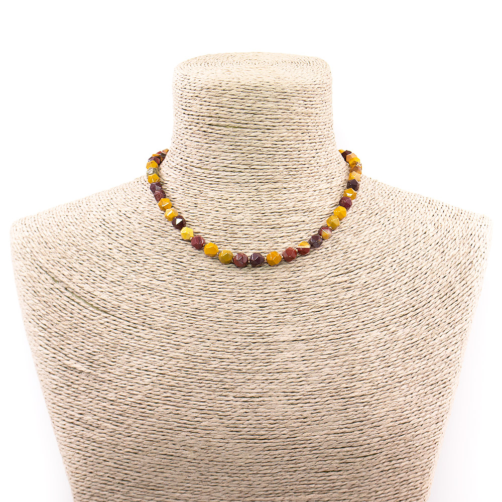 Фото товара бусы из яшмы мукаит крупная грань 8 мм