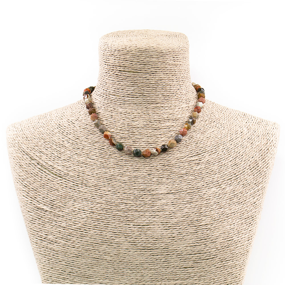 Фото товара бусы из яшмы уральской крупная грань 8 мм