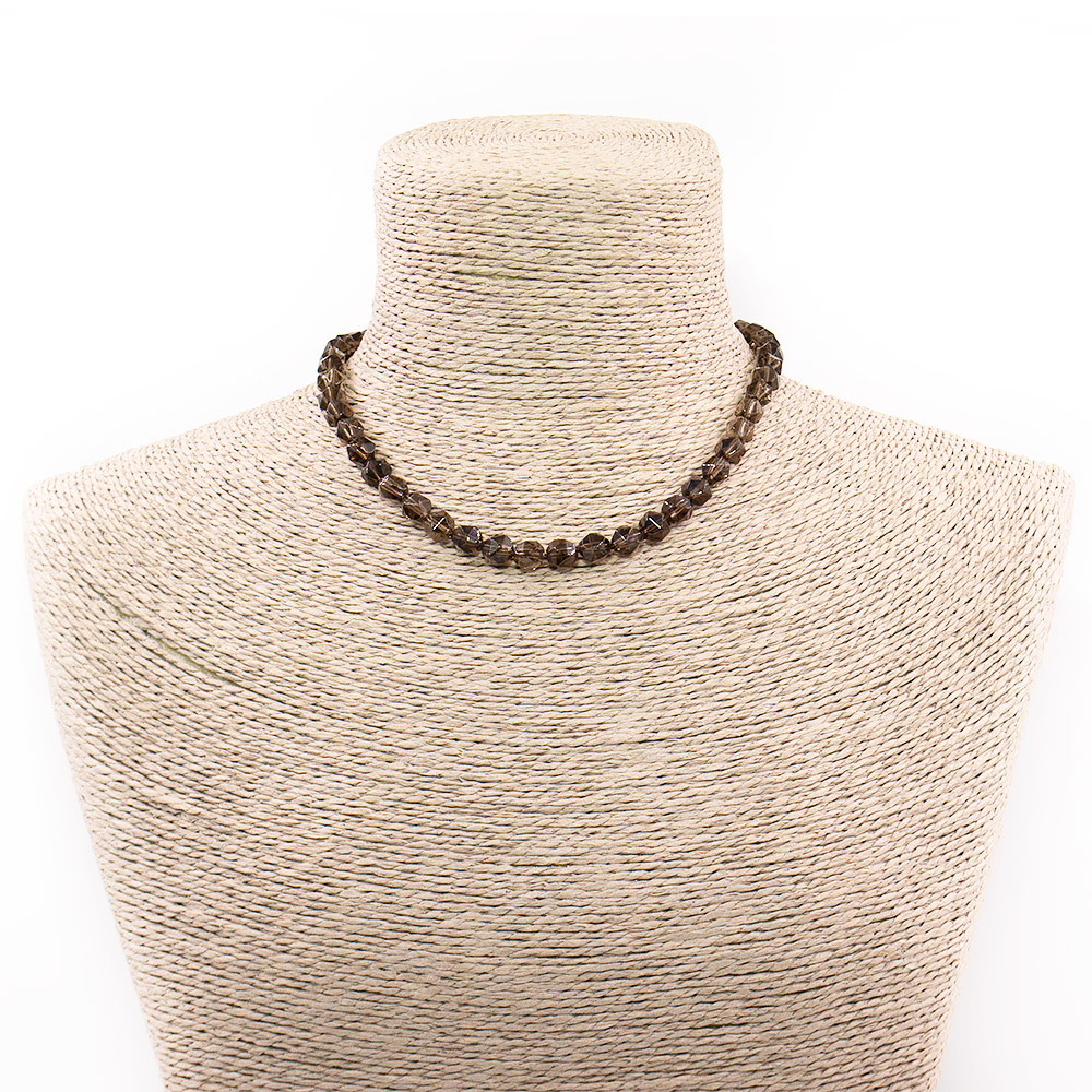 Фото товара бусы из раухтопаза крупная грань 8 мм