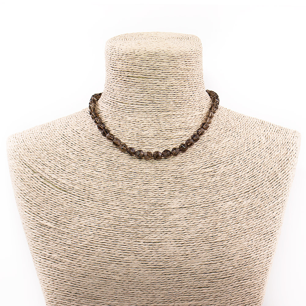 Бусы из раухтопаза крупная грань 8 мм