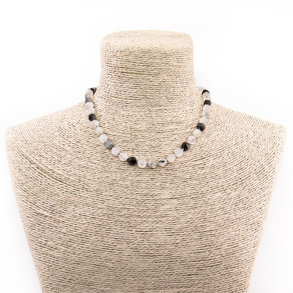 Фото товара бусы из кварца турмализированного крупная грань 8 мм