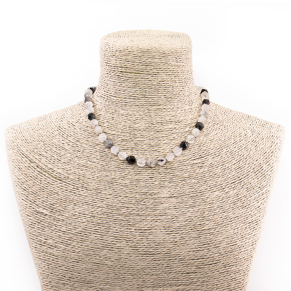 Бусы из кварца турмализированного крупная грань 8 мм