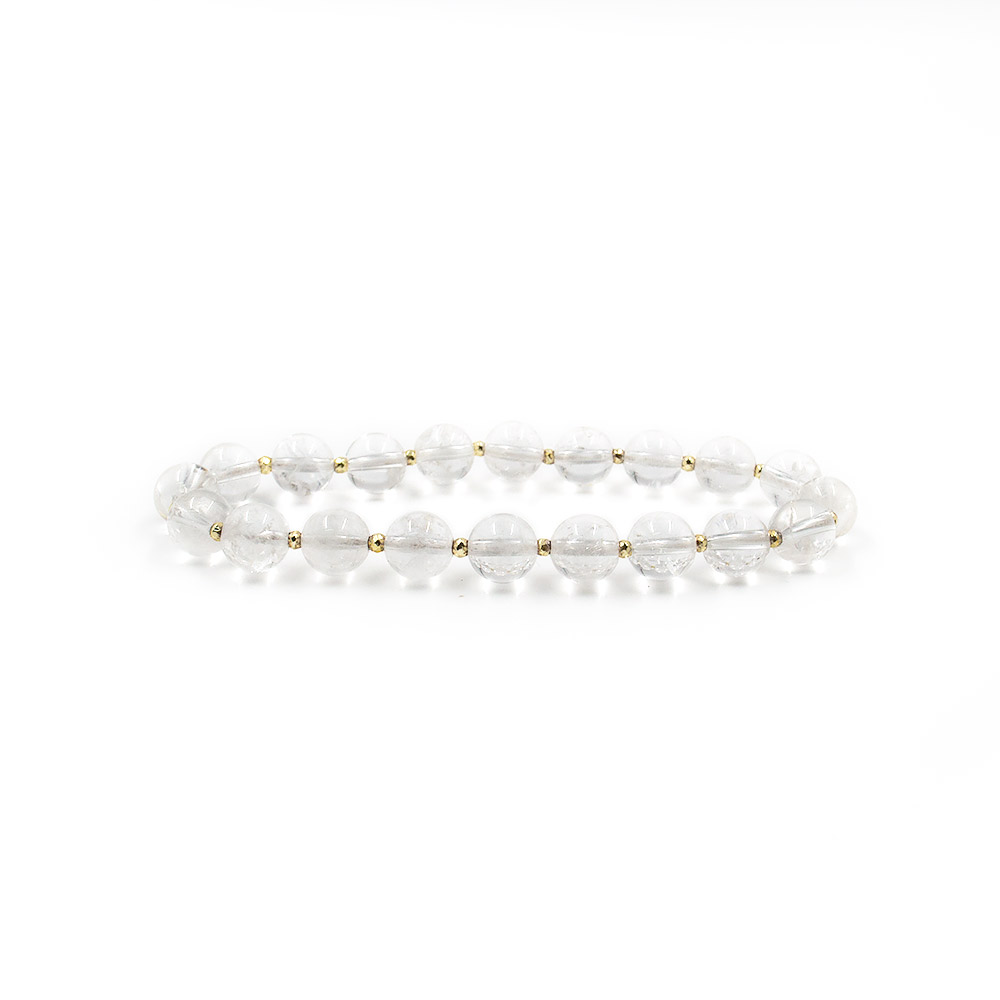 Фото товара браслет горный хрусталь 8мм со вставками из гематита