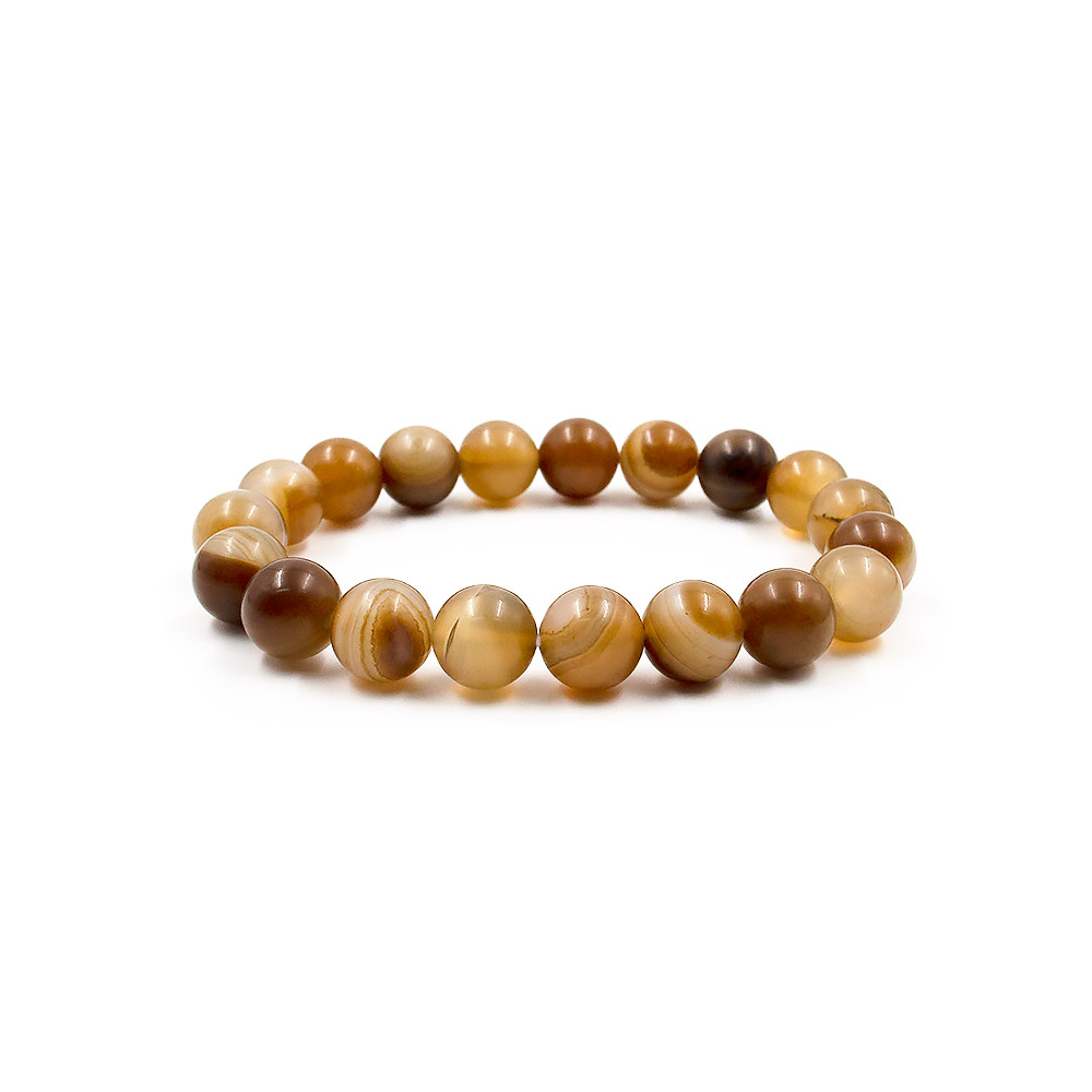 Браслет из агата светло-коричневого матового шар