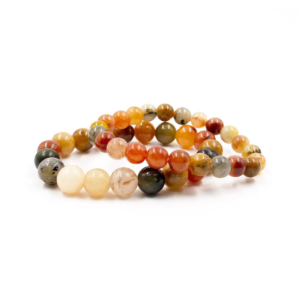 Фото товара браслет из агата оранжево-серый микс шар