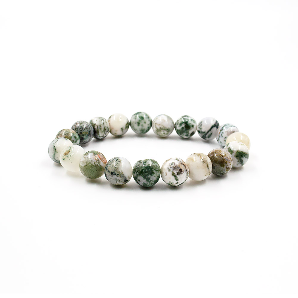 Браслет из агата мохового зеленого 10 мм