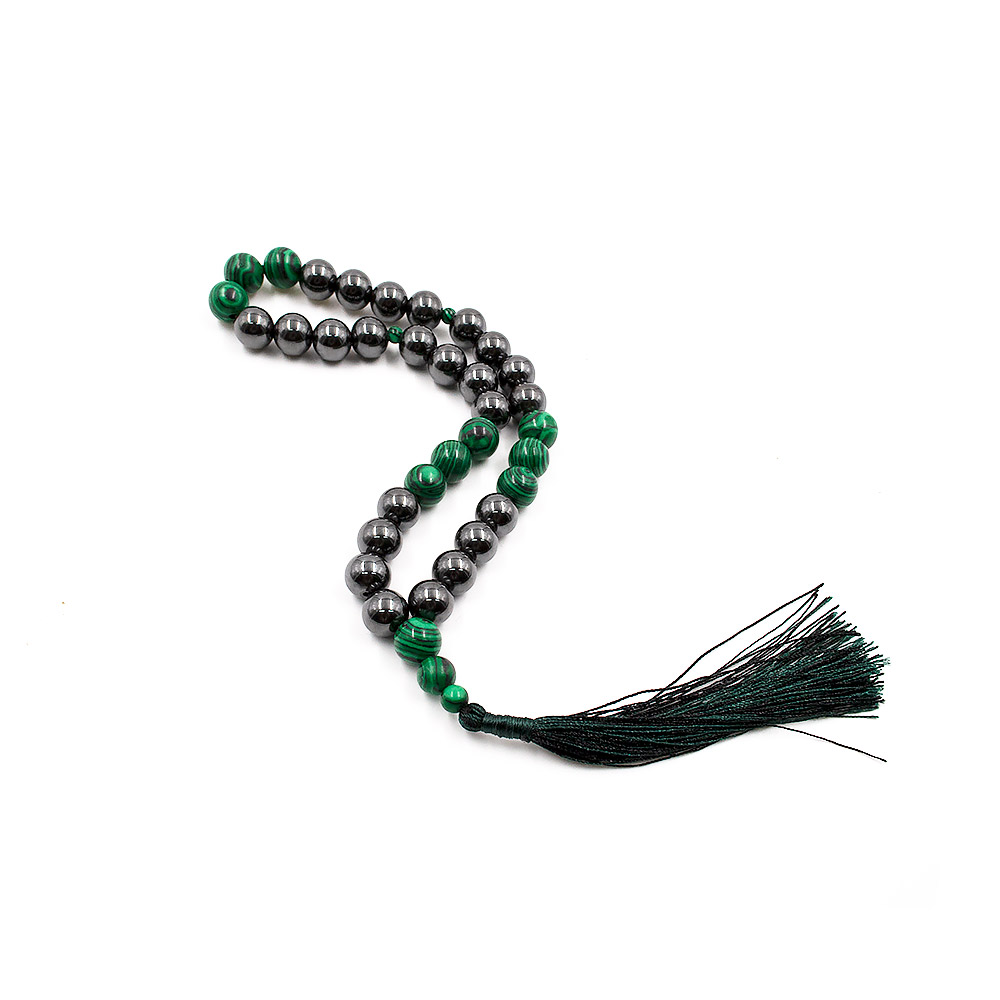 Четки из малахита имитации и гематита 33 бусины