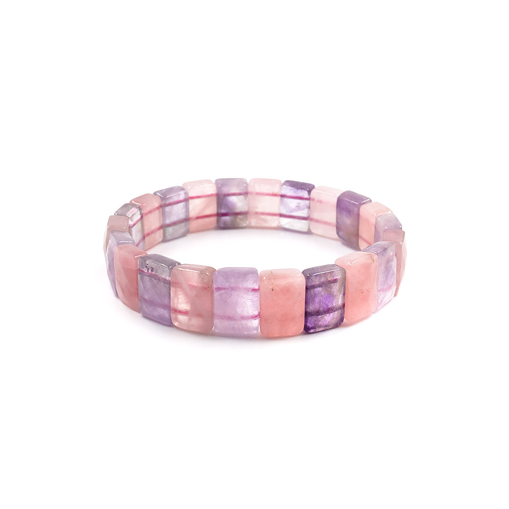 Фото товара браслет из розового кварца и аметиста бледный 14*9 мм грань