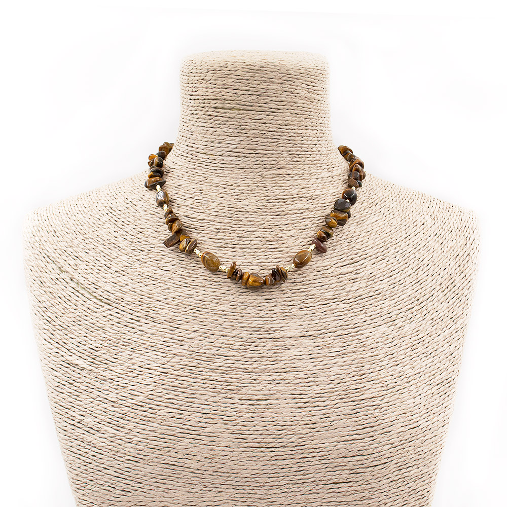 Фото товара бусы из тигрового глаза крошки со вставками из гематита