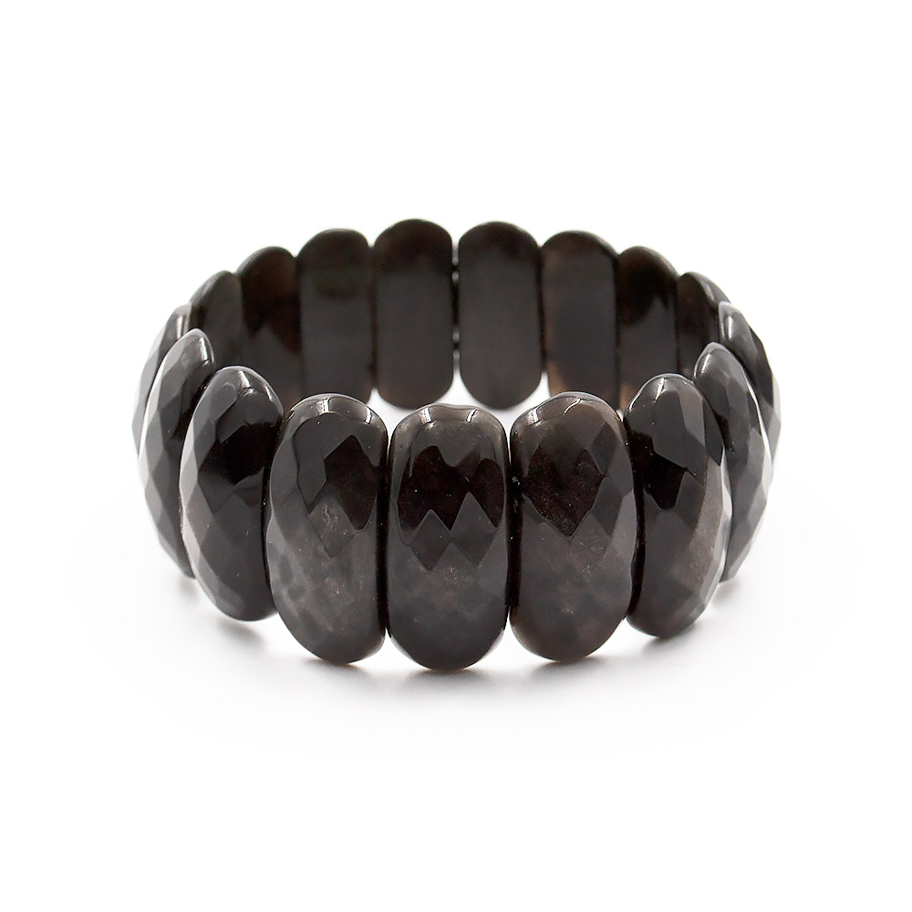 Браслет из обсидиана серебристого 25*12 мм грань