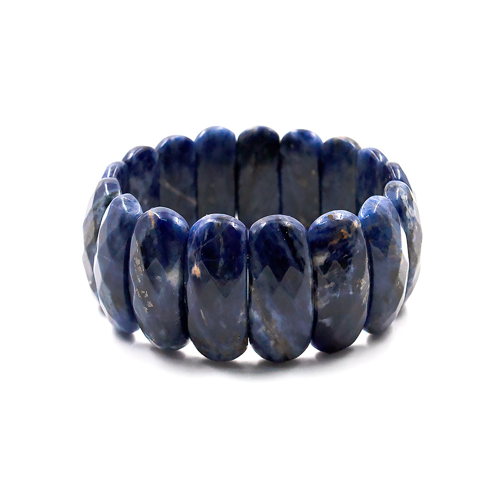 Браслет из содалита темного яркого сегмент 25*12 мм грань