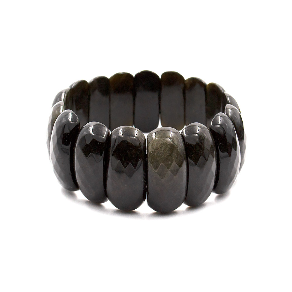 Фото товара браслет из обсидиана золотистого темного 25*12 мм грань