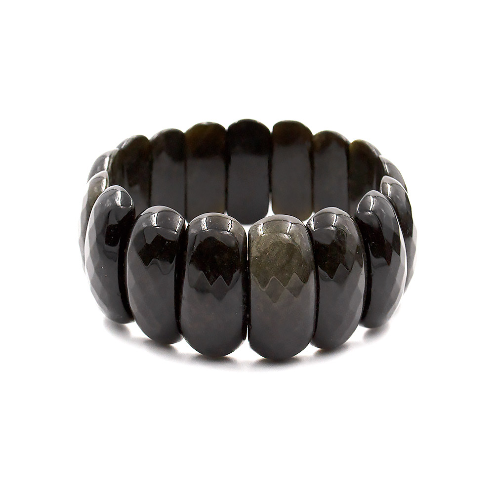 Браслет из обсидиана золотистого темного 25*12 мм грань