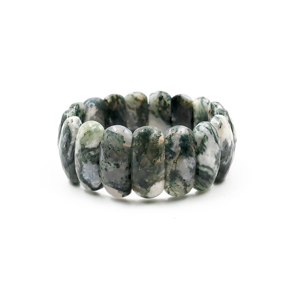 Фото товара браслет из агата мохового зеленого 25*13 мм грань