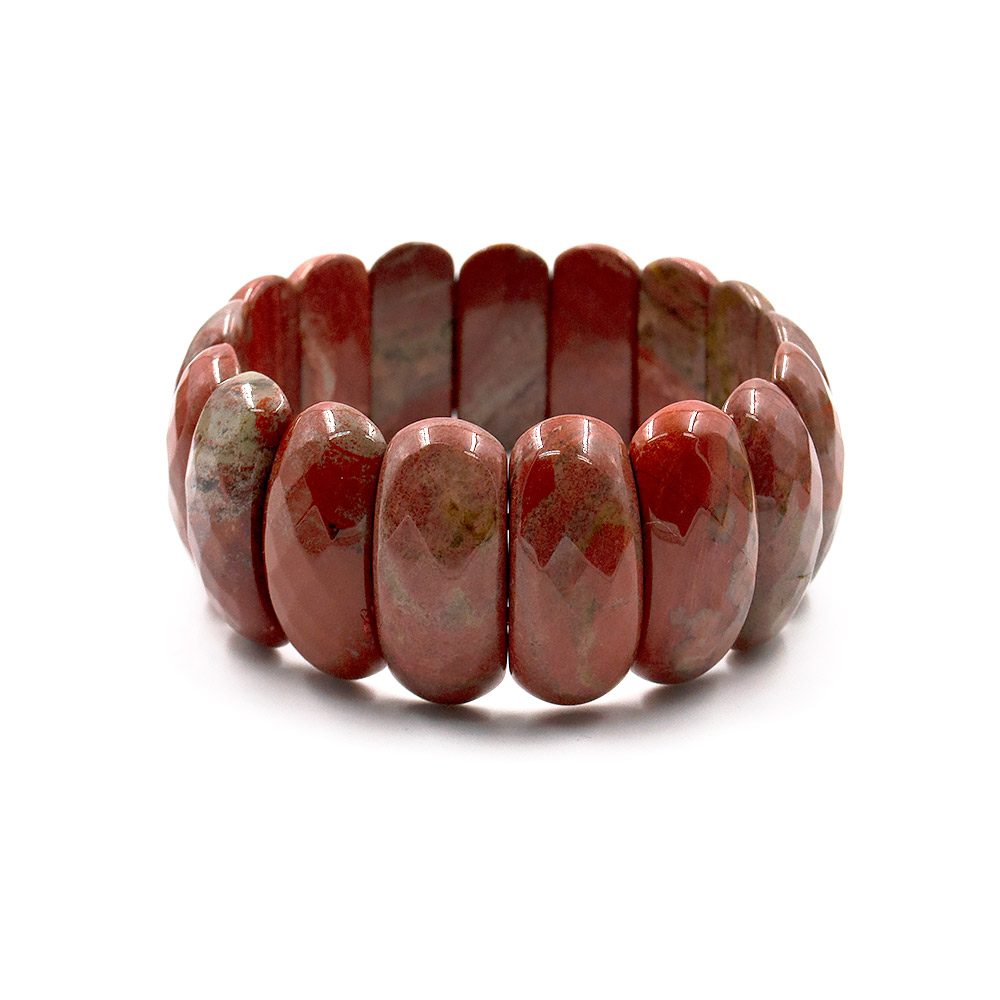 Фото товара браслет из яшмы кирпичной пестрой бледной сегмент 25*12 мм грань