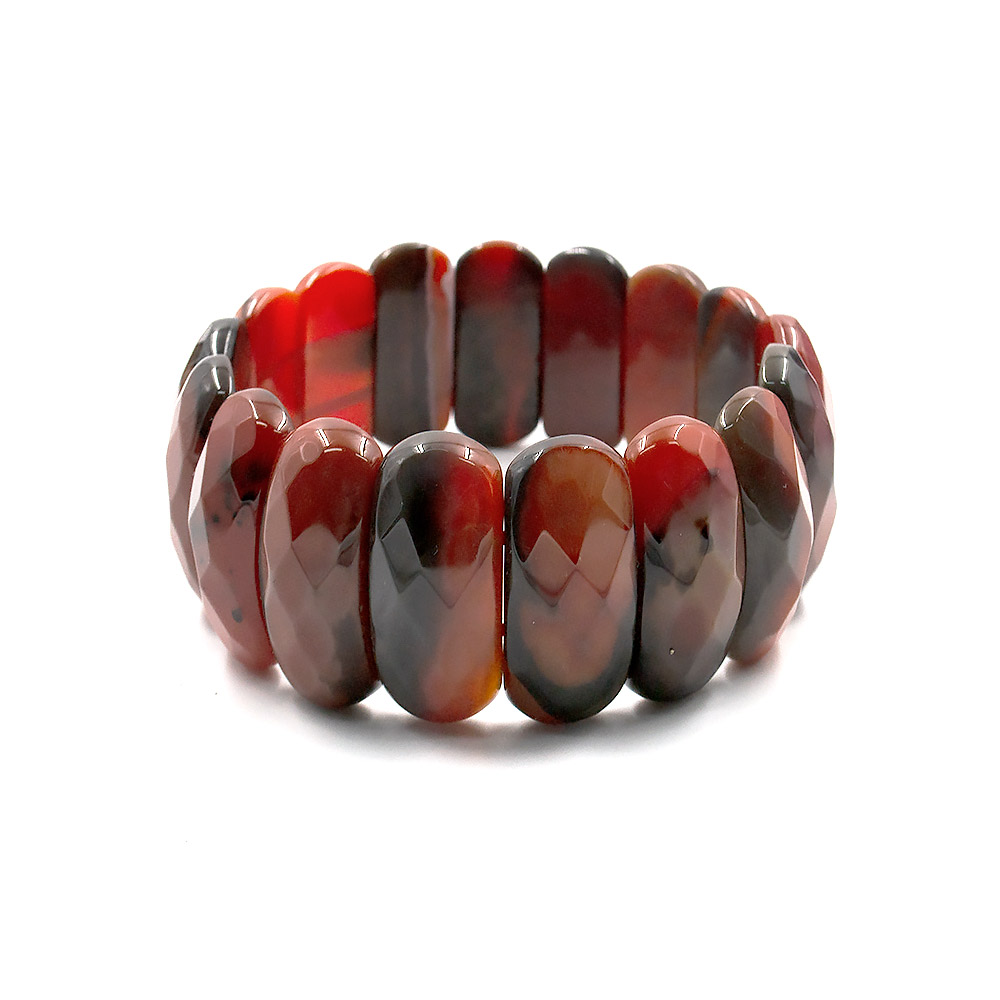 Браслет из агата цвет темный сердолик 25*12 мм грань