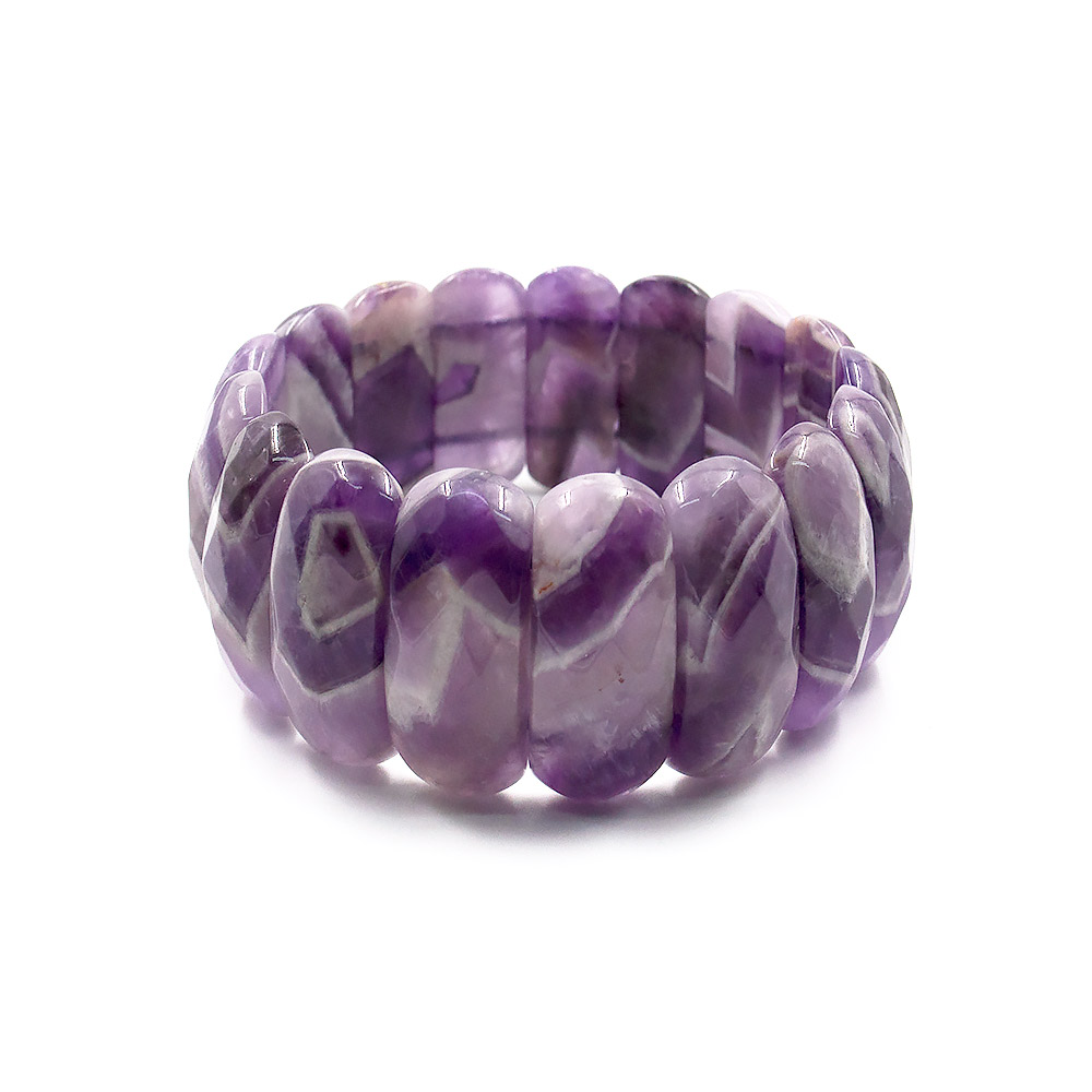 Браслет из аметиста шевронного сегмент 25*12,5 мм грань