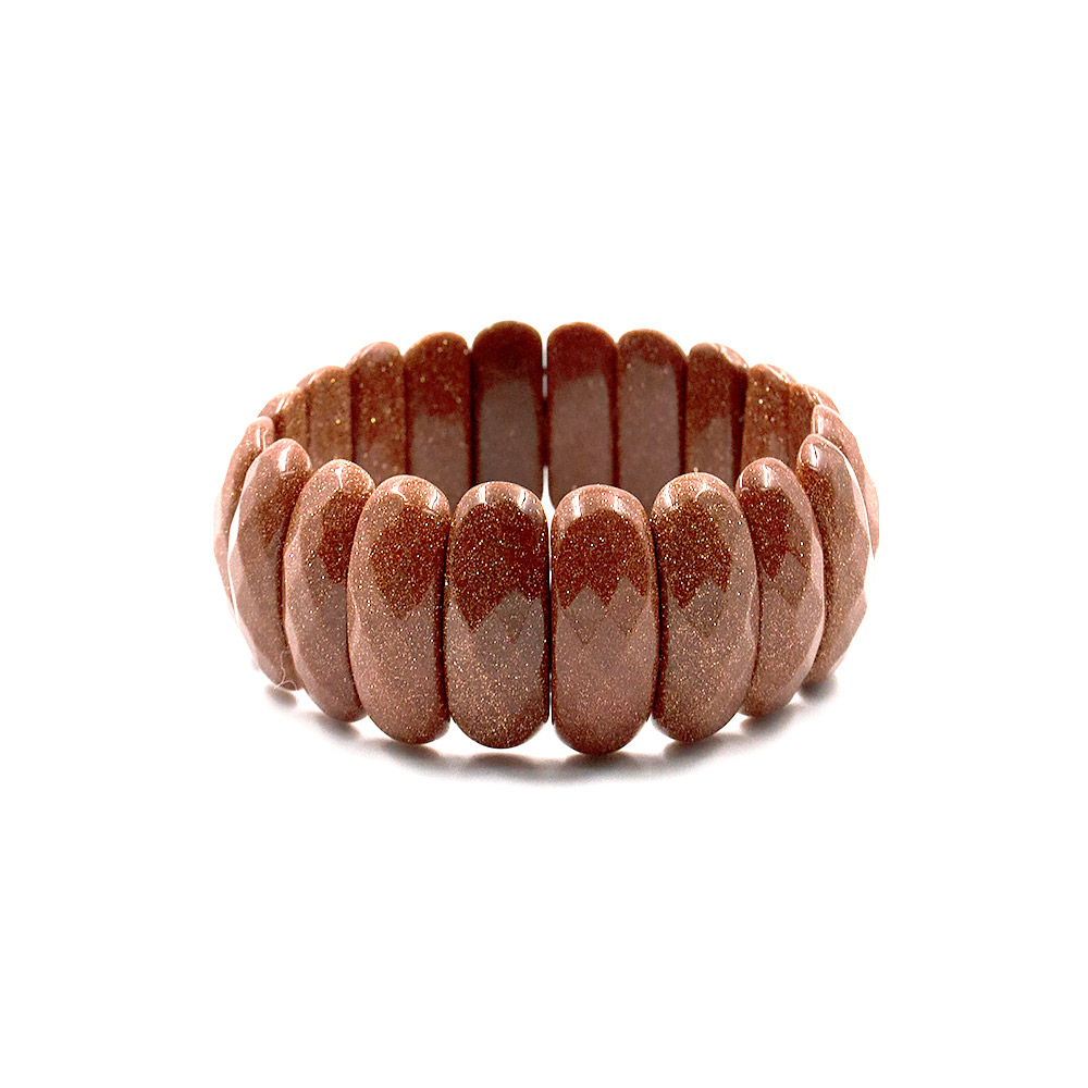 Фото товара браслет из авантюрина синтетического коричневого 25*10 мм граненый