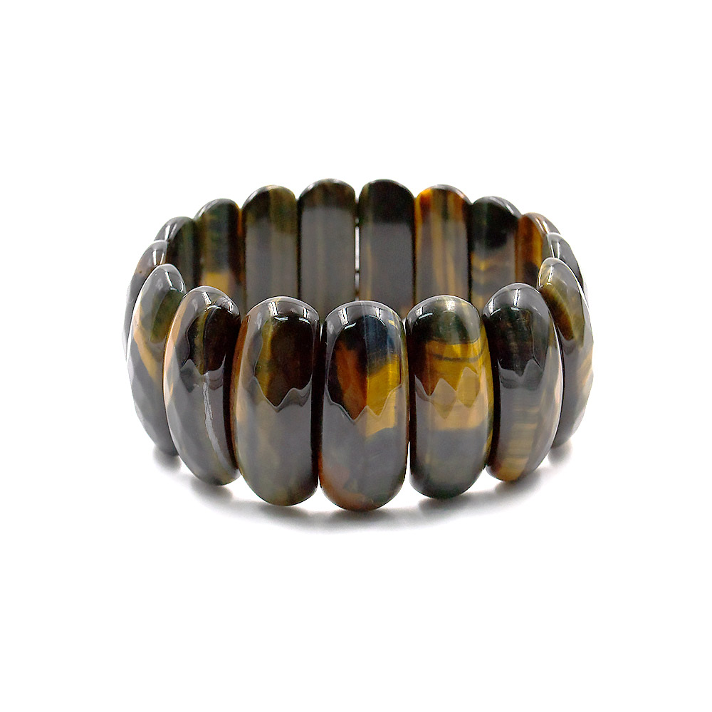 Браслет из тигрового и соколиного глаза 25*12,5 мм грань В.С.