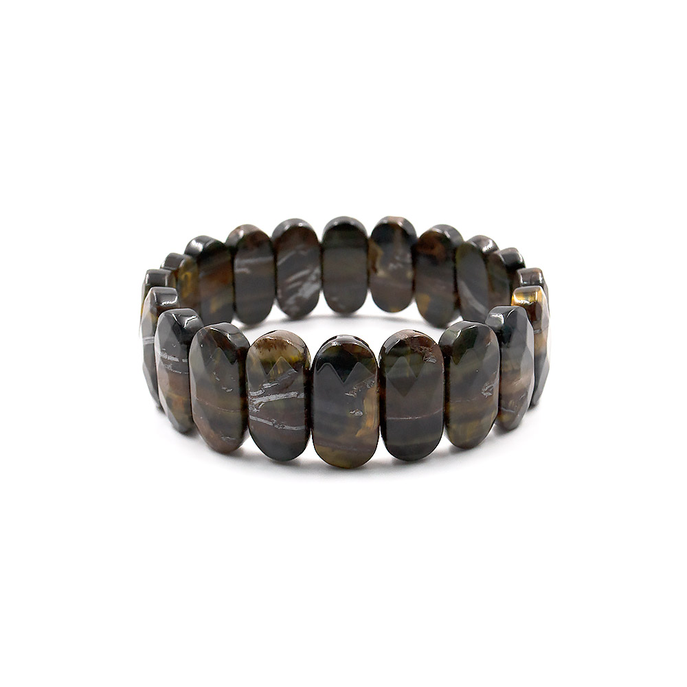 Браслет из соколиного и тигрового глаза 20*10 мм грань