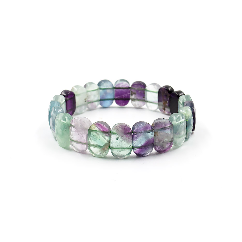 Браслет из флюорита яркого сегмент овальный 14*9 мм грань