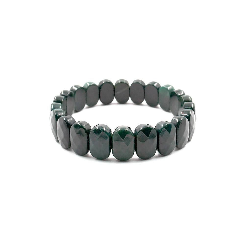 Фото товара браслет из гелиотропа  зеленого темного сегмент овальный 14*9 мм грань