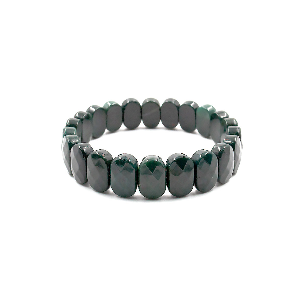 Браслет из гелиотропа  зеленого темного сегмент овальный 14*9 мм грань