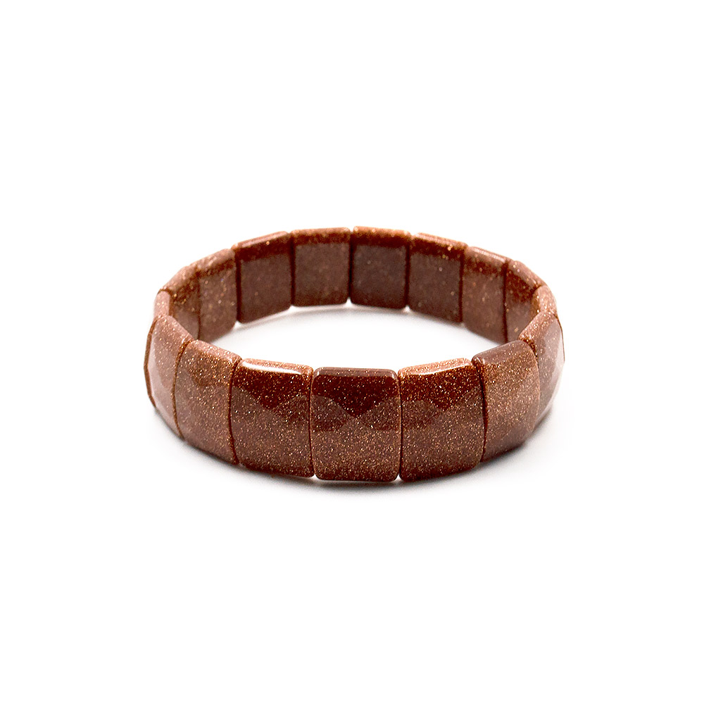 Фото товара браслет из авантюрина синтетического коричневого сегмент 15*12 мм грань