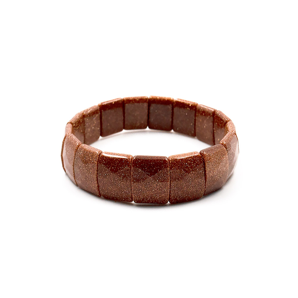 Браслет из авантюрина синтетического коричневого сегмент 15*12 мм грань