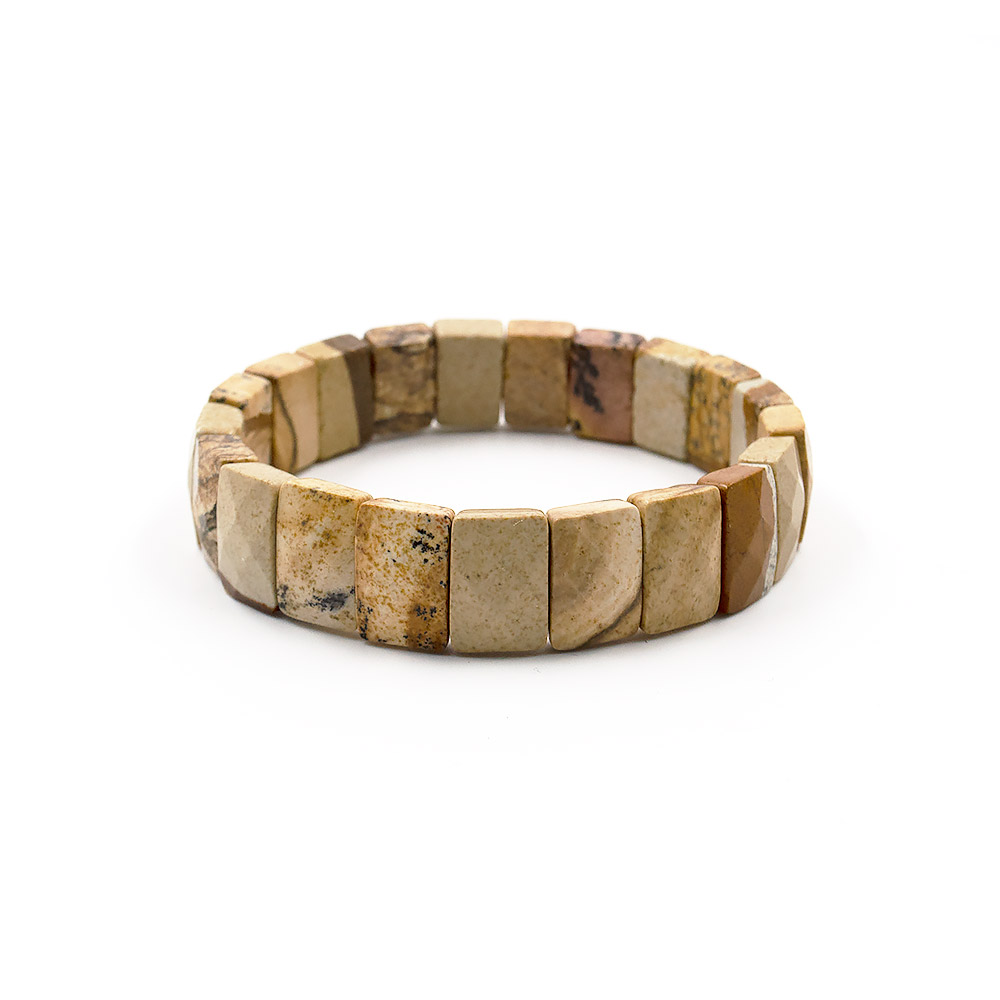 Браслет из яшмы песчаной сегмент прямоугольный 14*9 мм грань