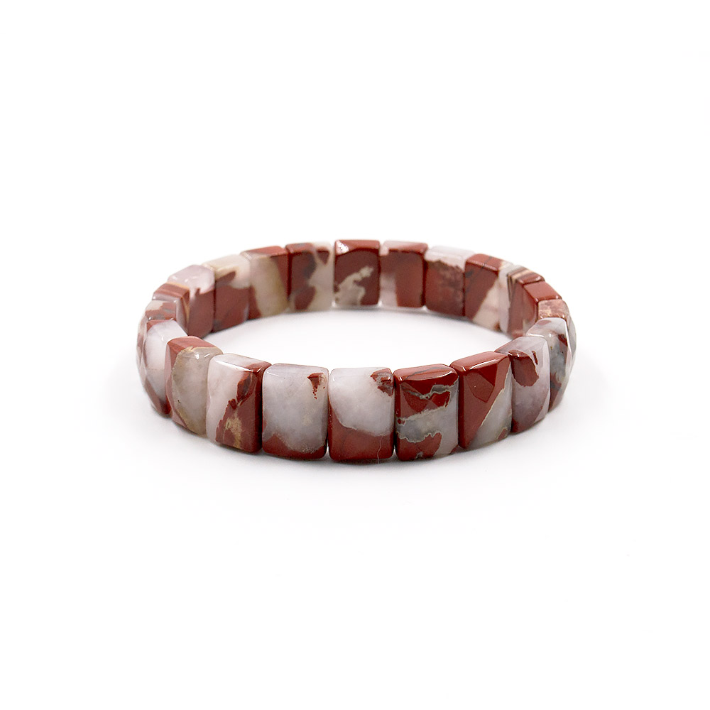 Фото товара браслет из яшмы кирпичной пестрой сегмент прямоугольный 12*9 мм грань