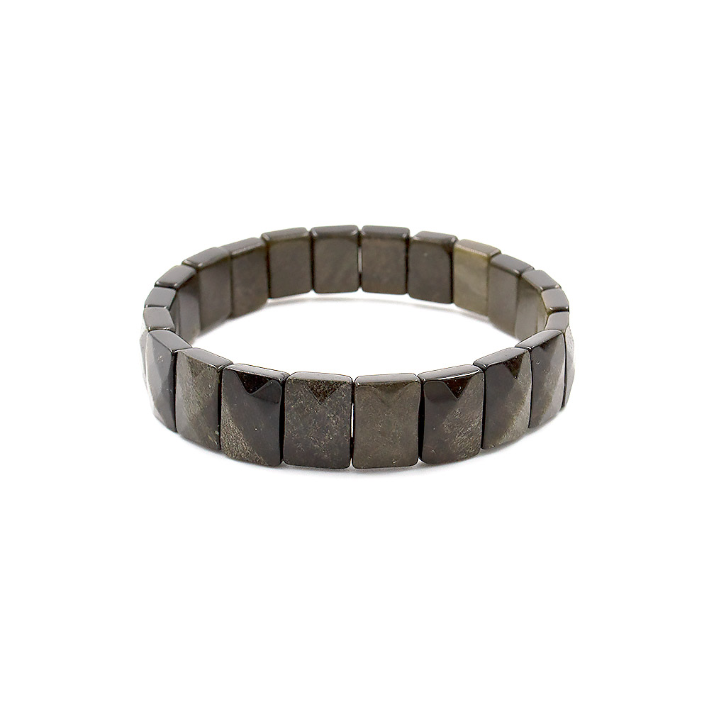 Браслет из обсидиана золотистого сегмент прямоугольный 12*10 мм грань