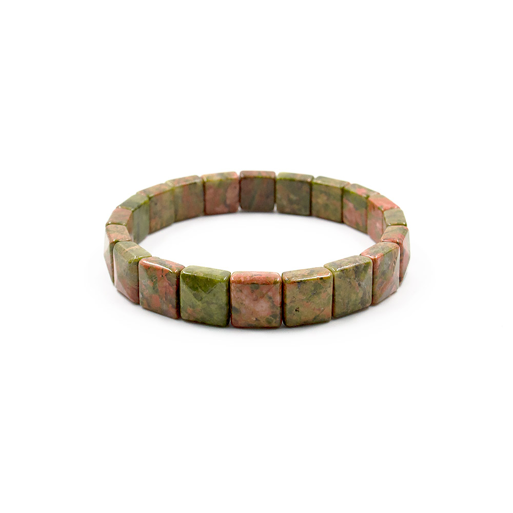 Фото товара браслет из яшмы унакит квадрат 10*10 мм грань