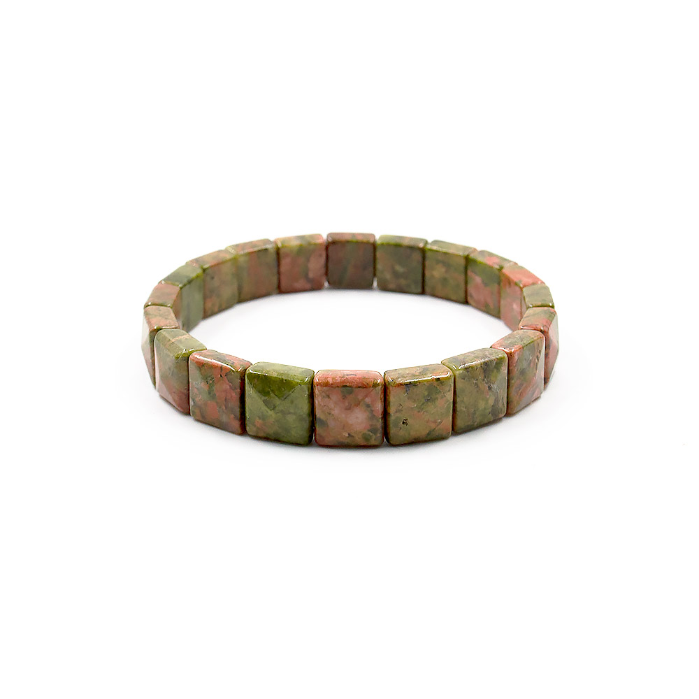 Фото товара браслет из яшмы унакит квадрат 10*10 мм грань
