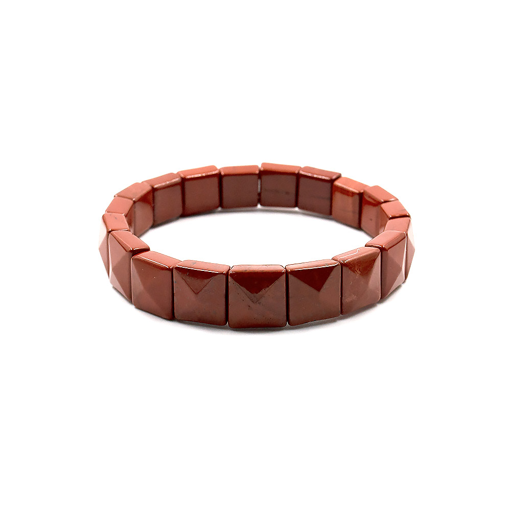 Браслет из яшмы кирпичной однотонной квадрат 10*10 мм грань