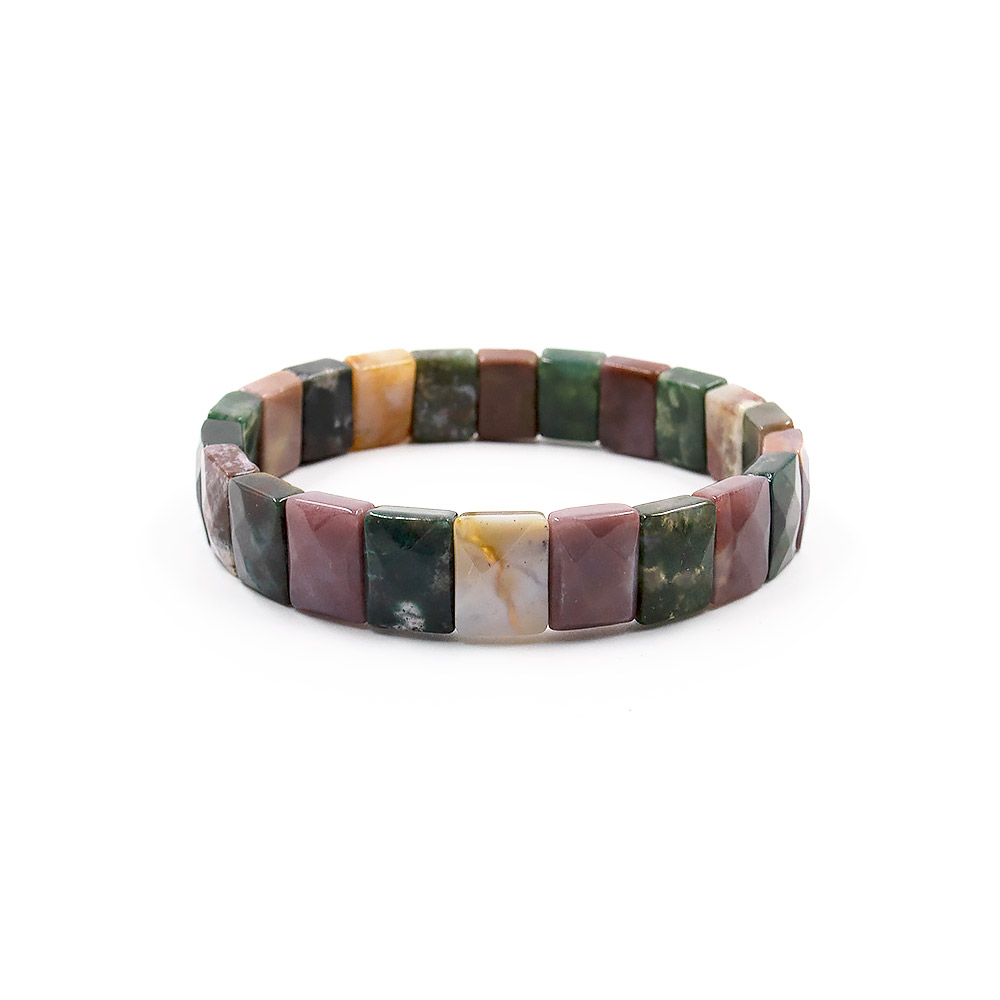 Фото товара браслет микс яшма,халцедон,агат сегмент прямоугольный 12*9 мм грань
