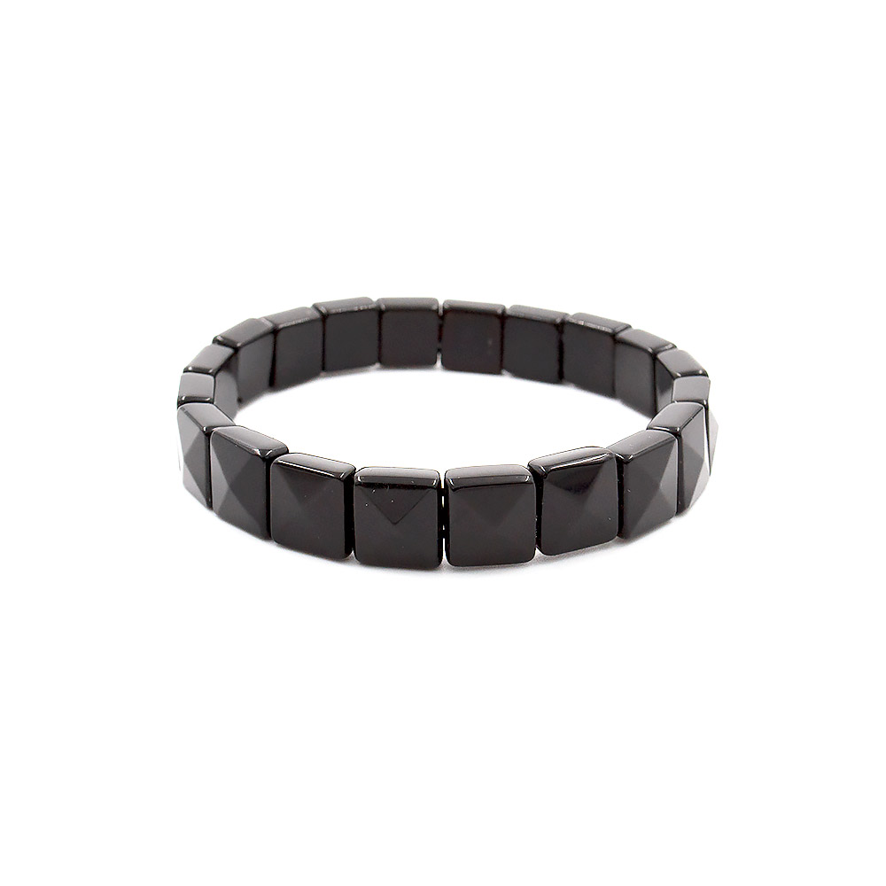 Браслет из оникса черного квадрат 10*10 мм грань