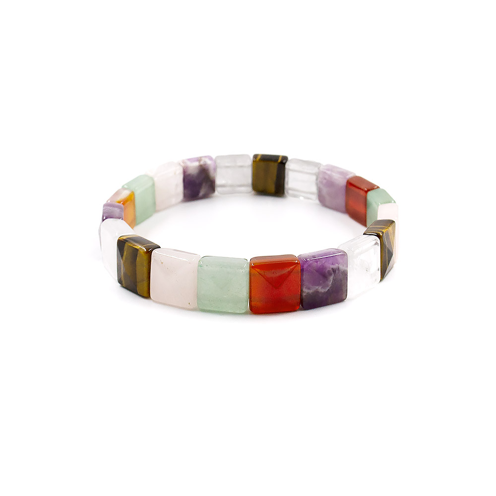 Фото товара браслет из горного хрусталя,аметиста,авантюрина,сердолика,розового кварца,тигрового глаза 10*10 мм г